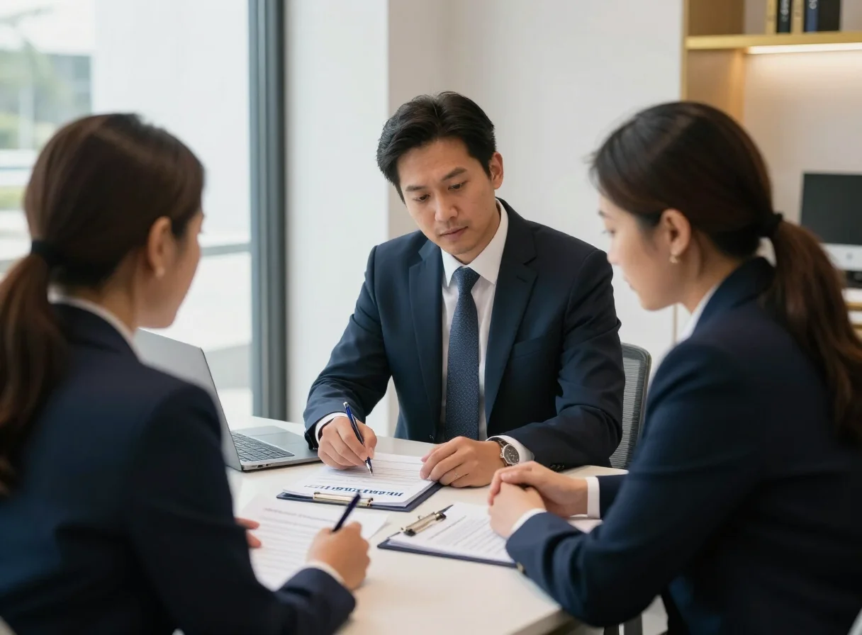 Eastvale Insurance Agency advisors reviewing a commercial insurance policy with a client